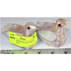 SET OF HANDMADE MOTHER OF PEARL BIRDS