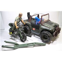 1992 GI-JOE LARGE JEEEP MOTORCYCLE & TRAILER