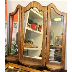 VINTAGE WOOD FRAMED MIRRORS WITH SHELVES