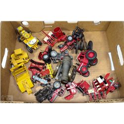 LOT OF CATERPILLER, INTERNATIONAL TRACTORS, PLOWS