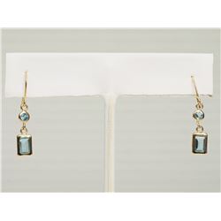 #10-14KT GOLD BLUE TOPAZ EARRINGS