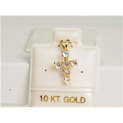 #18-10KT GOLD MOONSTONE 'CROSS' PENDANT