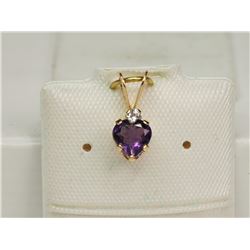 #24-10KT GOLD AMETHYST AND WHITE SAPPHIRE PENDANT