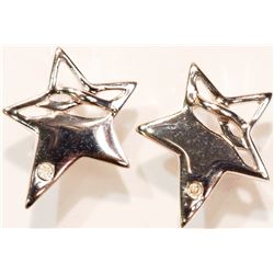 #42-STERLING SILVER DIAMOND STAR-SHAPED EARRINGS