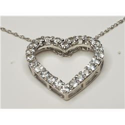 #44-STERLING SILVER WHITE TOPAZ PENDANT NECKLACE