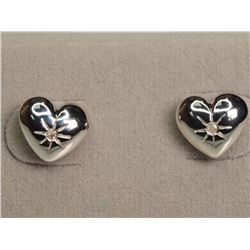 #48-RHODIUM PLATED DIAMOND HEART EARRINGS