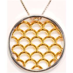 #50-STERLING SILVER CIRCLE GRID PENDANT WITH