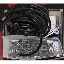 BOX OF FLUORESCENT LIGHTS, PEGBOARD HOOKS &