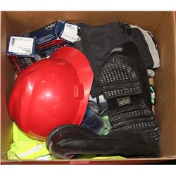 BOX W/NEW WORK SUPPLIES INCL. SAFETY