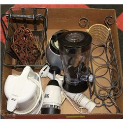 LARGE BOX OF HOUSEWARES INCL. HAMILTON