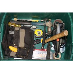 GREEN BIN W/TOOLS INCL. B&D SANDER, TOOL