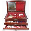 Image 1 : WOODEN JEWELLERY WITH DRAWER & CONTENTS 14"X9"