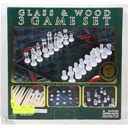 GLASS AND WOOD 3 GAME SET