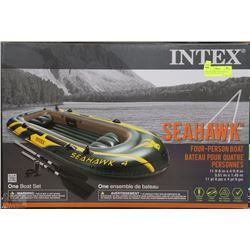 NEW SEAHAWK 4 PERSON BOAT WITH OARS AND AIR PUMP