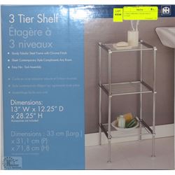 NEW 3 TIER CHROME COLOR SHELF 13"X28"