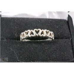 #18- .925 SILVER LOCKING HEARTS RING SIZE 9