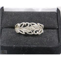 #16-VINTAGE .925 SILVER LEAF DESIGN RING SIZE 9.25