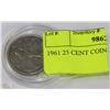 Image 1 : 1961 25 CENT COIN