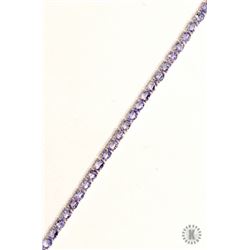 #9-STERLING SILVER TANZANITE TENNIS BRACELET