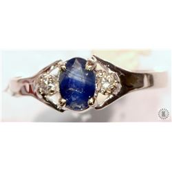 #38-14K GOLD SAPPHIRE(0.5CT) & DIAMOND RING
