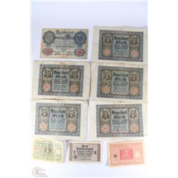 GERMAN 1910-1920'S BANK NOTES (9 TOTAL)