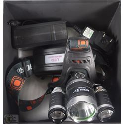 6000 LUMENS TACTICAL HEADLAMP WITH BATTERIES & 2