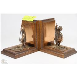 PAIR OF INUIT SEAL HUNTER BRASS & COPPER BOOK ENDS