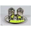 Image 1 : SILVER SALT & PEPPER SHAKERS WITH TRAY