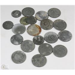 20 NAZI COINS WITH SWASTIKA 1,5, AND 10 PFENNIG