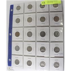 SHEET OF CANADIAN NICKELS RANGING 1939-1949