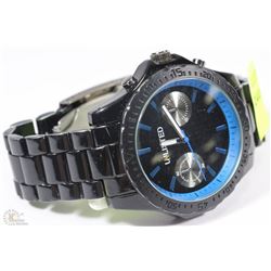 UNLISTED MENS STAINLESS STEEL BLACK WATCH
