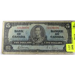 1937 FIVE DOLLAR BANKNOTE