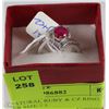 Image 1 : #17-NATURAL RUBY & CZ RING .925 SILVER SIZE 7.5