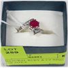 Image 1 : #16-NATURAL RUBY & CZ RING .925 SILVER SIZE 6