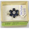 Image 1 : 11-NATURAL SAPPHIRE & CZ .925 STERLING SILVER RING