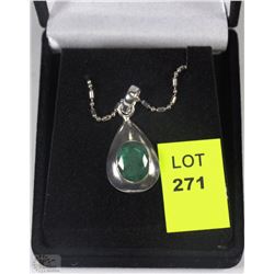 #11-NATURAL EMERALD .925 SOLID SILVER PENDANT