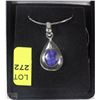 Image 1 : #8-NATURAL SAPPHIRE .925 SOLID SILVER PENDANT