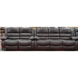 NEW MARTIN BROWN LEATHERETTE RECLINING SOFA AND