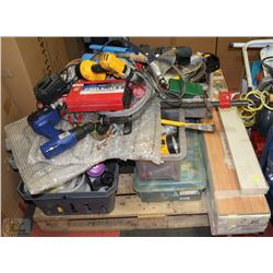 PALLET WITH LAMINATE FLOORING, ASST TOOLS, ETC