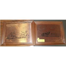 PAIR OF COPPER WOOD FRAMED WESTERN PICTURES