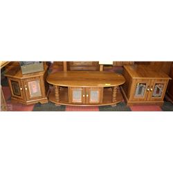 COFFEE TABLE AND 2 END TABLE SET INCLUDING OCTAGON