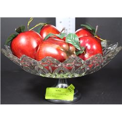CUT GLASS CENTERPIECE WITH PLASTIC FRUIT