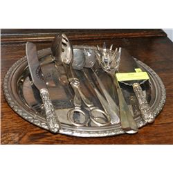 SILVER PLATED SERVING PIECES & TRAY