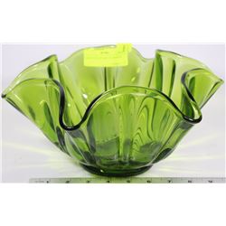 LARGE FLUTED ART GLASS BOWL