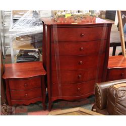 5 DRAWER CHERRYWOOD CHEST & TWO