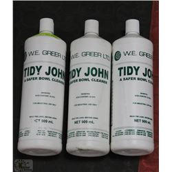 THREE 909 ML BOTTLES OF TIDY JOHN TOILET BOWL
