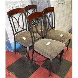 SET OF 4 WOOD AND METAL SIDECHAIRS