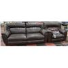Image 1 : BROWN LEATHER ELECTRIC RECLINING SOFA WITH