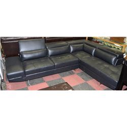 NEW BLACK LEATHERETTE LIFT BACK SECTIONAL