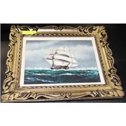 ESTATE CANVAS OF SAIL BOAT ON THE SEA  23"LX19"H